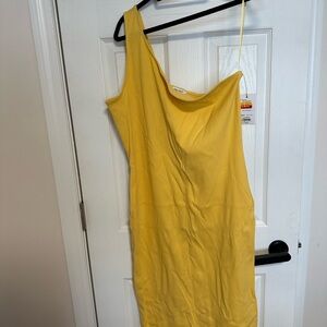 Nine West Vibrant Yellow One-Shoulder Dress